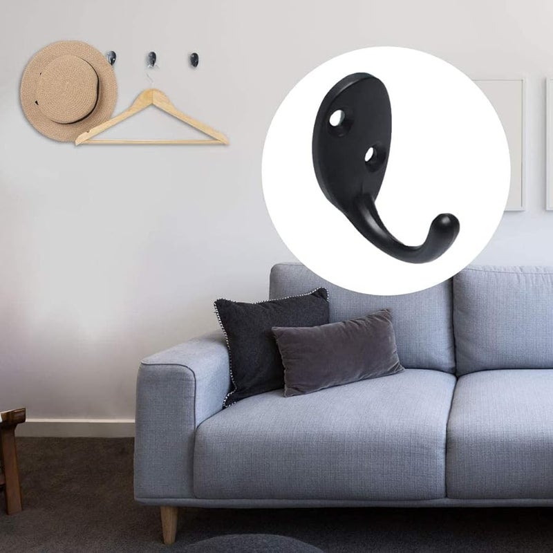 4 قطع من خطافات الحائط المصنوعة من سبائك الزنك الأسود للمعاطف والحقائب والمناشف، مثبتة في الحمام بالمسامير - Image 4