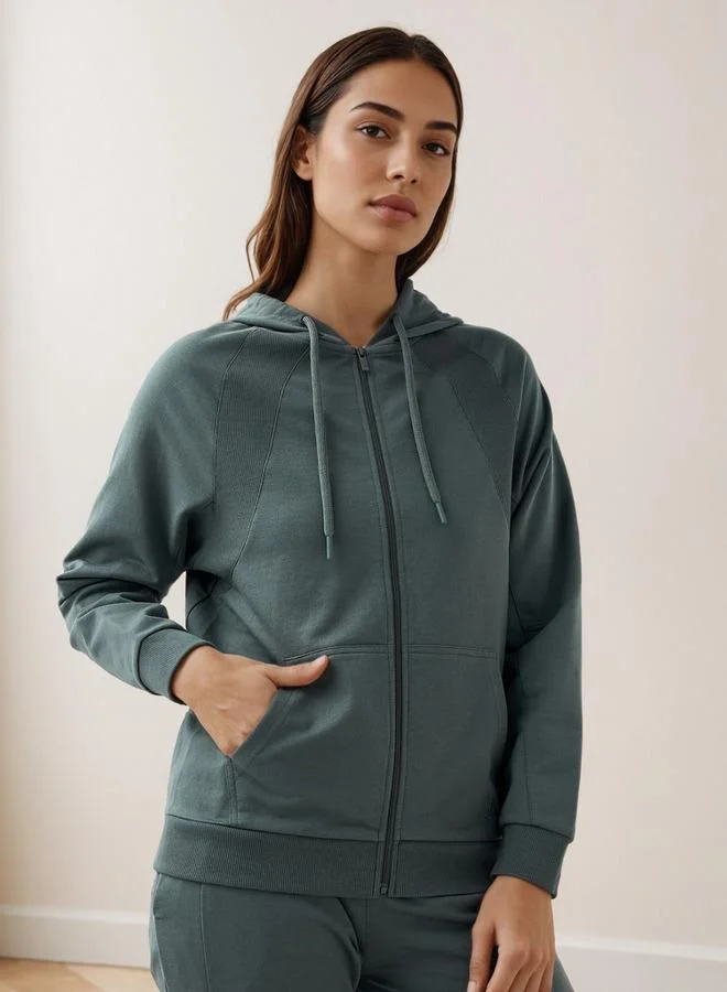 آكتف Women Regular Fit Zip Through Hoodie