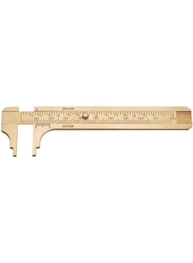 Maxmartt Vernier Caliper Maxmartt 1pc Brass Sliding Gauge Vernier Caliper Ruler Measuring Tool Double Scales mm/inch 100mm(Brass) - Image 4