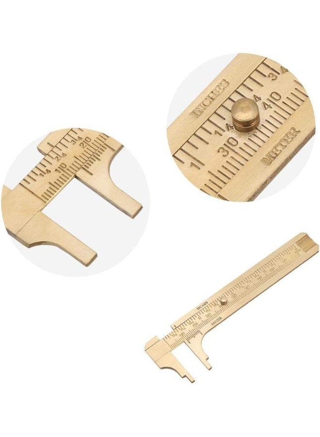 Maxmartt Vernier Caliper Maxmartt 1pc Brass Sliding Gauge Vernier Caliper Ruler Measuring Tool Double Scales mm/inch 100mm(Brass) - Image 3