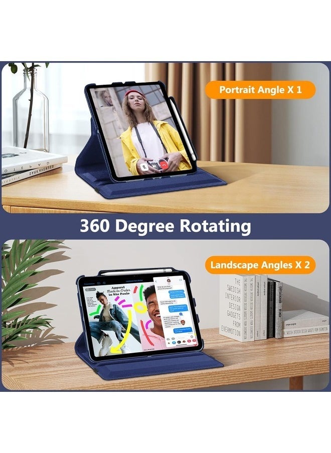 vesus Navy Blue 360Â° Rotating Case for iPad Air (5th/4th Gen, 10.9") â€“ Features Apple Pencil Holder & Auto Sleep/Wake Function - Image 3