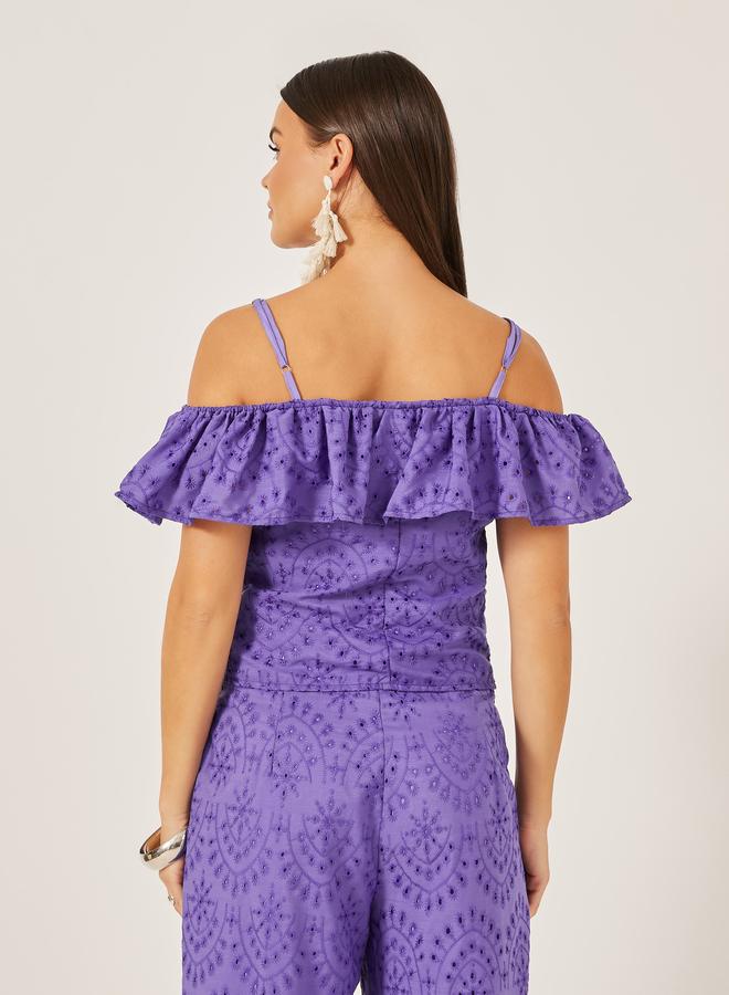 ستايلي بلوزة ستايلي مطرزة شيفلي بكتف مكشوف - Image 4