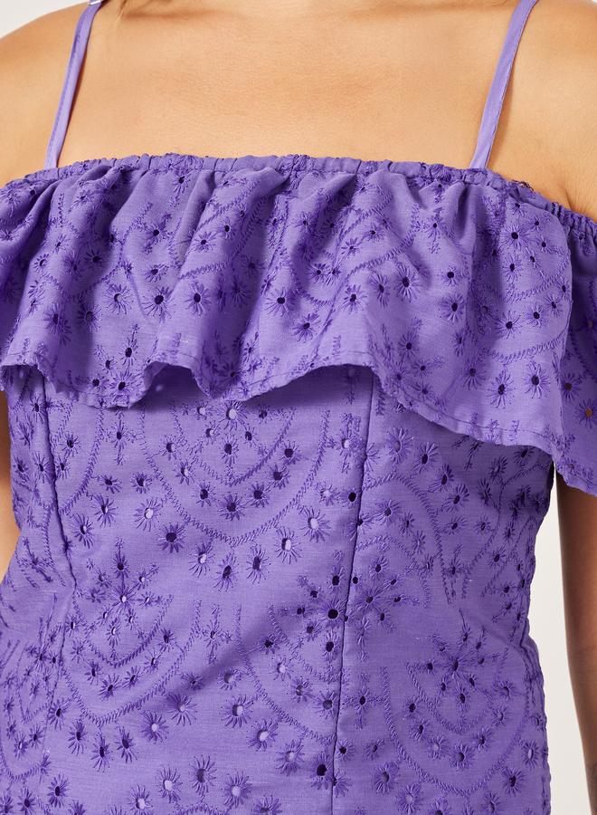 ستايلي بلوزة ستايلي مطرزة شيفلي بكتف مكشوف - Image 3