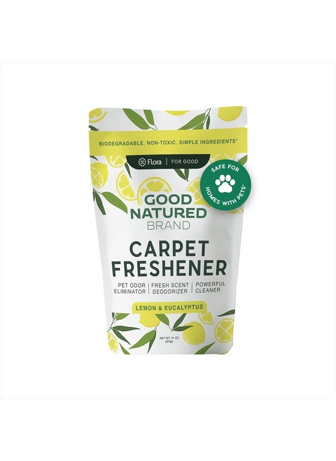 Good Natured Brand - Carpet Freshener & Deodorizer Powder | Pet Odor Eliminator for Strong Odor & Pet Urine | Fresh Natural Lemon & Eucalyptus Scent | Biodegradable, Safe for Homes with Pets - 31oz - Image 1