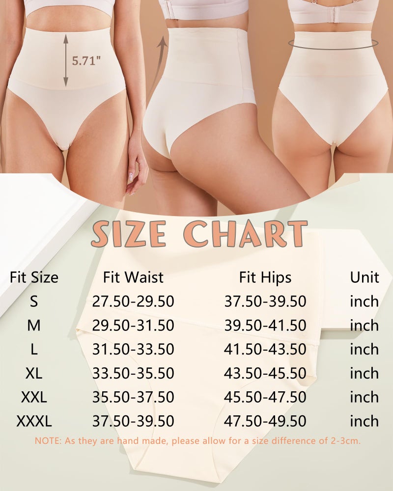 FINETOO Tummy Control Underwear for Women High Waisted Nylon Brief No Show Womens Bikini Seamless Panties 4pack S-XXXL - Image 3