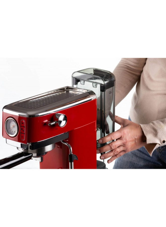 أريتي 1300W Metal Slim Espresso Machine with Pressure Gauge Red 29 x 14 x 34 cm 00M138133ARSA 1.1 L 1300 W 00M138133ARSA red - Image 4