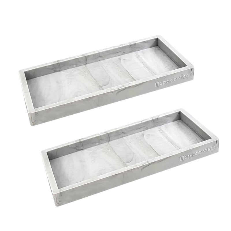 Spacewiser Countertop and Vanity Tray  2 PC Small 77 Silicone Bathroom Trays Kitchen Soap Tray Dish Sponge Soap Holder Kitchen Sink Organizer Caddy Bathroom Counter Trays for Lotion Dispenser