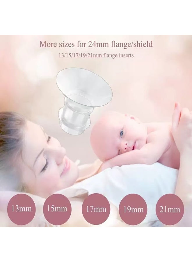 HYH Breast Pump Inserts, Flange Sizing Kit (13mm, 15mm, 17mm, 19mm, 21mm) with Nipple Ruler, BPA Free Silicone Flange Insert Compatible with Momcozy S12 Pro S9 Pro Spectra S1 S2, Flange Size Converter to Reduce 24mm Shield, Pumping Essentials for Nursing Moms (Clear) - Image 2