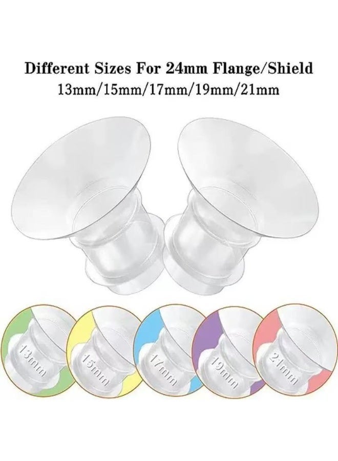 HYH Breast Pump Inserts, Flange Sizing Kit (13mm, 15mm, 17mm, 19mm, 21mm) with Nipple Ruler, BPA Free Silicone Flange Insert Compatible with Momcozy S12 Pro S9 Pro Spectra S1 S2, Flange Size Converter to Reduce 24mm Shield, Pumping Essentials for Nursing Moms (Clear) - Image 4