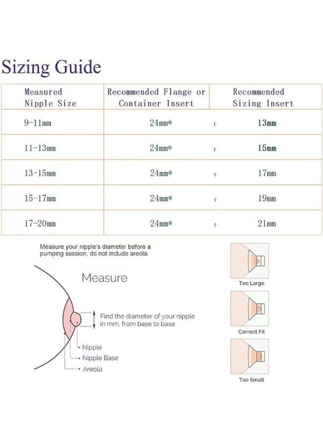 HYH Breast Pump Inserts, Flange Sizing Kit (13mm, 15mm, 17mm, 19mm, 21mm) with Nipple Ruler, BPA Free Silicone Flange Insert Compatible with Momcozy S12 Pro S9 Pro Spectra S1 S2, Flange Size Converter to Reduce 24mm Shield, Pumping Essentials for Nursing Moms (Clear) - Image 5