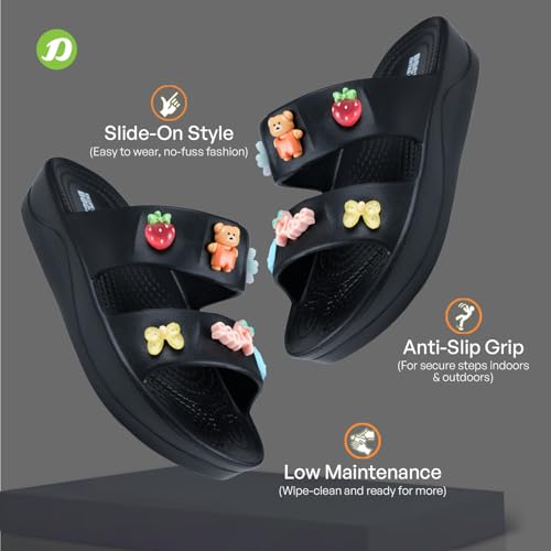 DOCTOR EXTRA SOFT Women’s Comfort Double Straps EVA Slip-On Slippers with Cute Charms| Lightweight, Trendy Summer Beach, Pool, Indoor & Outdoor Wear Slide| Soft Cushion Sole Sandals Daily Mules D-540 - Image 4