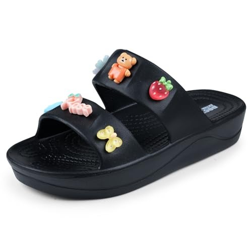 DOCTOR EXTRA SOFT Women’s Comfort Double Straps EVA Slip-On Slippers with Cute Charms| Lightweight, Trendy Summer Beach, Pool, Indoor & Outdoor Wear Slide| Soft Cushion Sole Sandals Daily Mules D-540 - Image 1