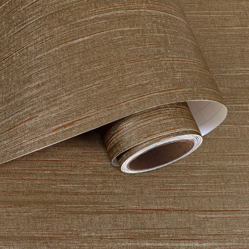 VaryPaper Bronze Brown Grasscloth Peel and Stick Wallpaper Textured Contact Paper for Cabinets Waterproof Grass Cloth Linen Wallpaper Self Adhesive Vinyl Paper for Bedroom Accent Walls 157x787 - Image 2
