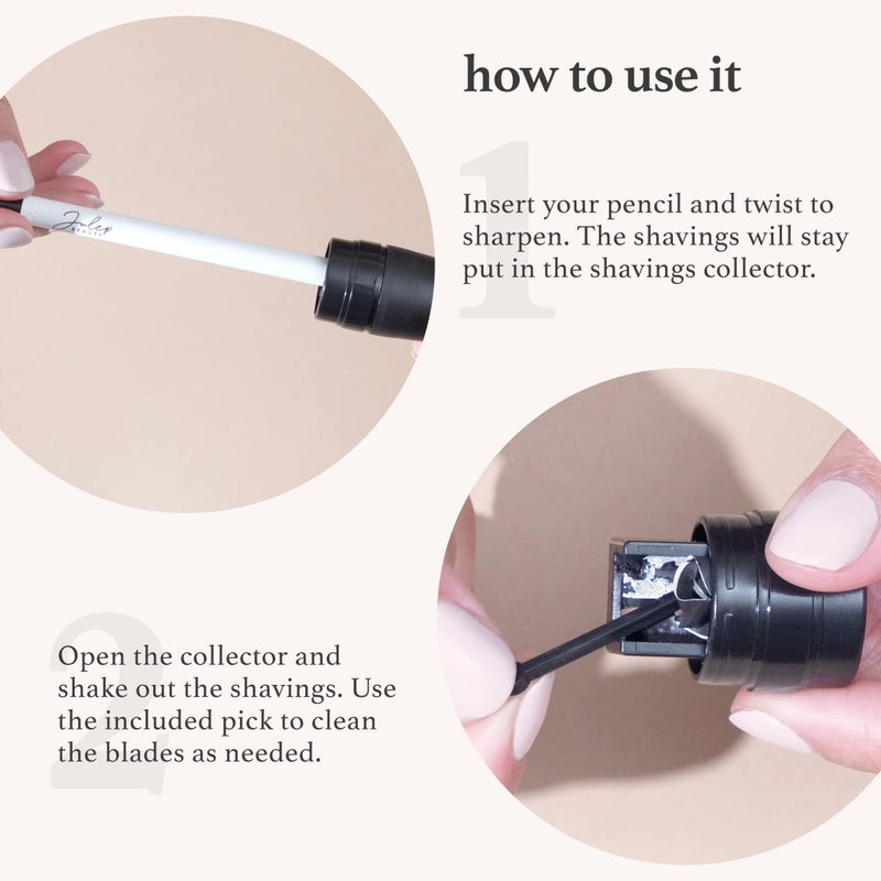 Julep Cosmetic Makeup Pencil Sharpener - Eyeliner, Lip Liner and Eyebrow Pencils - Compact Travel Friendly - Easy to Clean - Universal Sharpener for Wood and Plastic Pencils - German Made Steel - Image 2