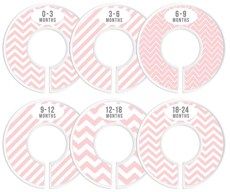 Delicush Baby Closet Size Dividers Girl Pink Set of 6 Organizers Stripe Chevron