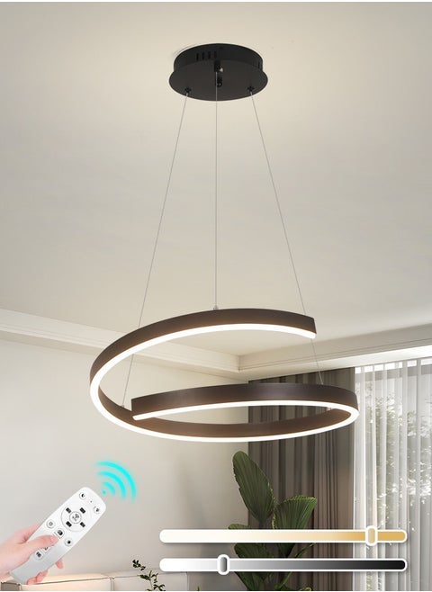 Modern LED Chandelier for Bedroom and Living Room - Round Black 23W Adjustable Ceiling Light with Remote Control and Three-Color Dimming  , Applicable area :10-12m