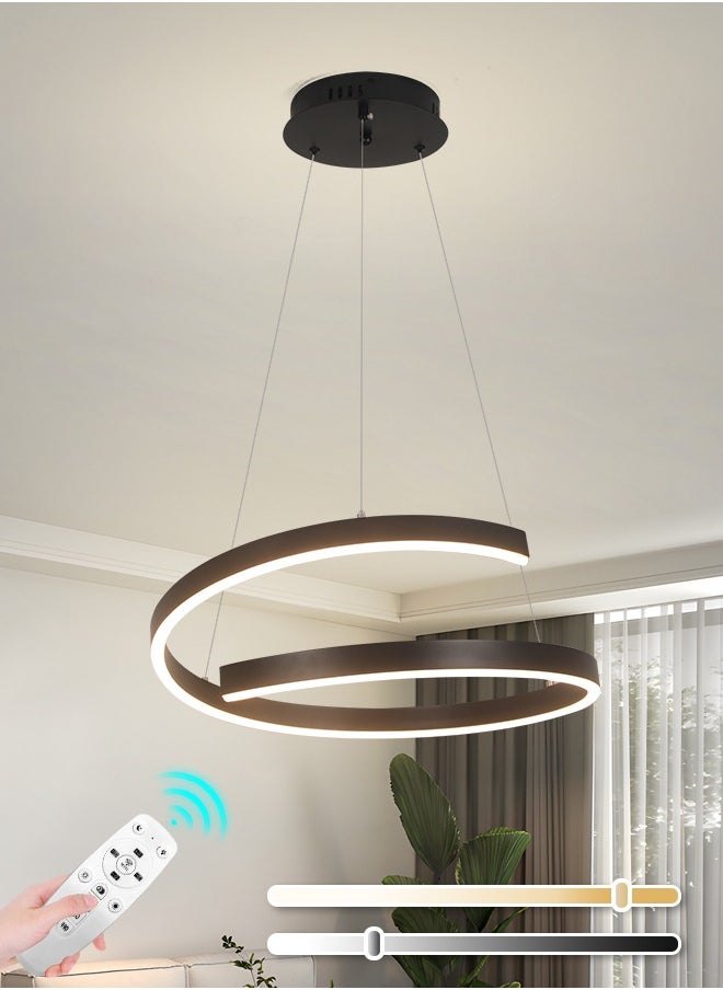YATAI LIGHTING Modern LED Chandelier for Bedroom and Living Room - Round Black 23W Adjustable Ceiling Light with Remote Control and Three-Color Dimming  , Applicable area :10-12m  - Image 1