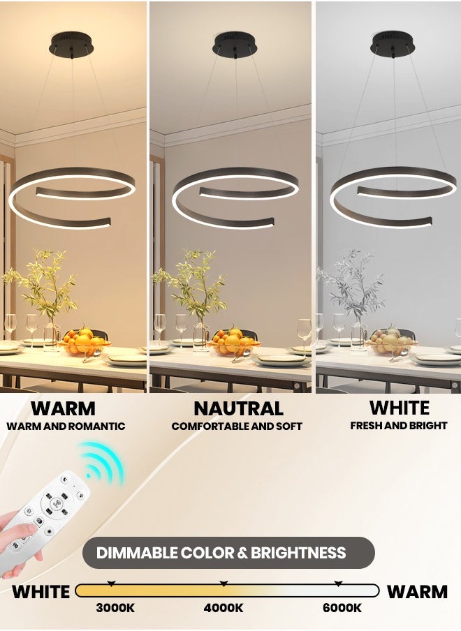 YATAI LIGHTING Modern LED Chandelier for Bedroom and Living Room - Round Black 23W Adjustable Ceiling Light with Remote Control and Three-Color Dimming  , Applicable area :10-12m  - Image 4