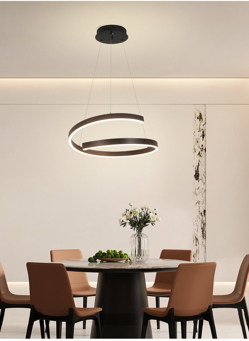Modern LED Chandelier for Bedroom and Living Room - Round Black 23W Adjustable Ceiling Light with Remote Control and Three-Color Dimming  , Applicable area :10-12m