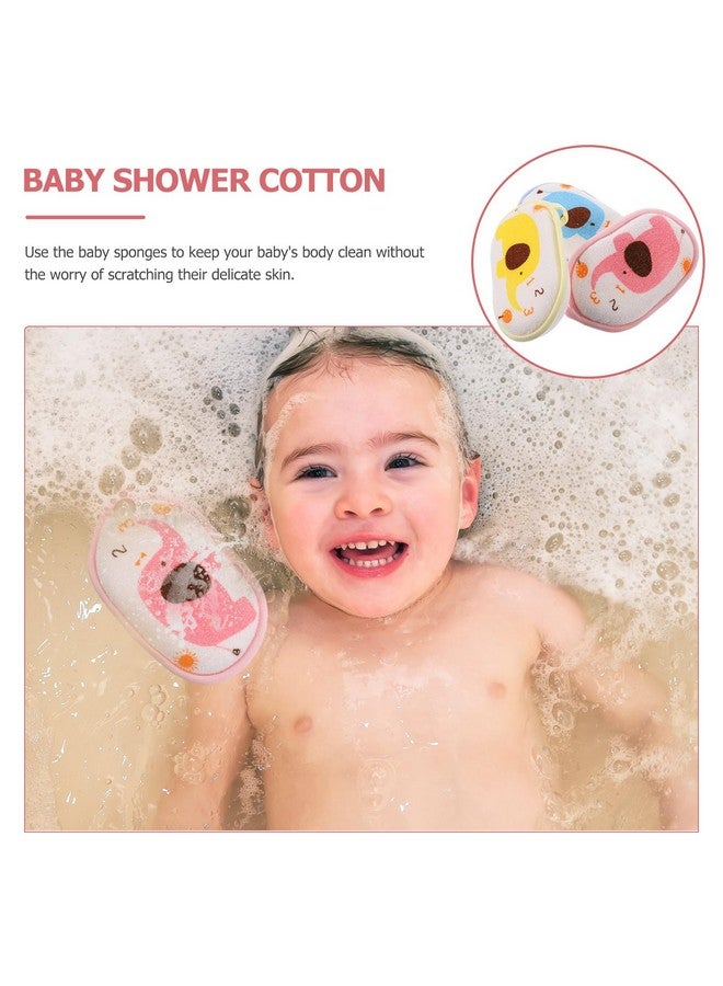 FOMIYES FOMIYES 3PCS Baby Bath Pad Cartoon Elephant Pattern Baby Bath Sponge Cotton Bath Ball Exfoliating Shower Sponge for Newborns, Toddlers, Kids, Assorted Colors  - Image 1