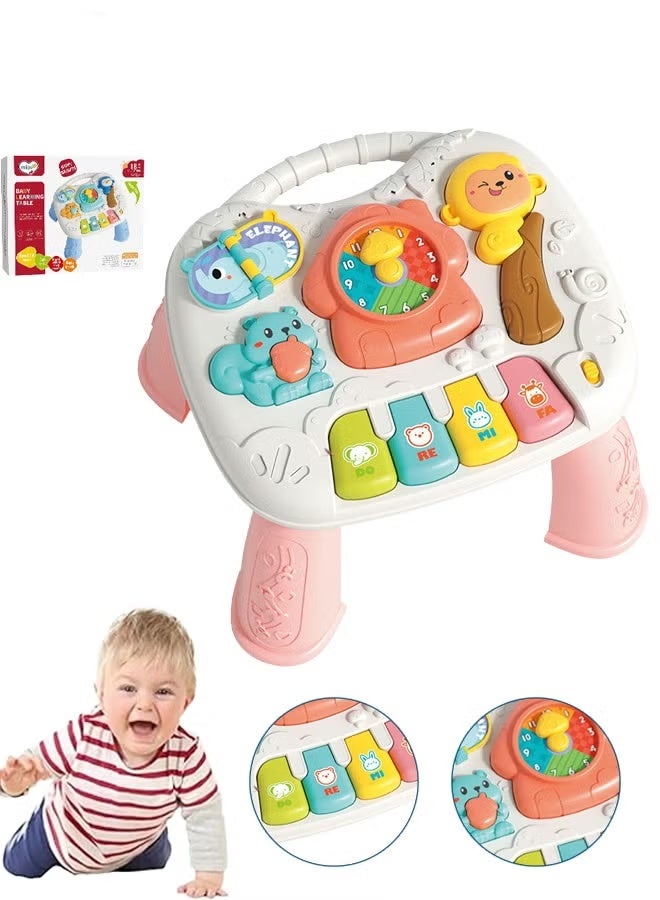 Musical Toys   Baby Toys (6-12 Months) Baby Activity Table, Sensory Toys (1-3 Years Old) Toddler Activity Center Children's Birthday Gift Children's Multifunctional Educational Toy (pink)  - Image 1