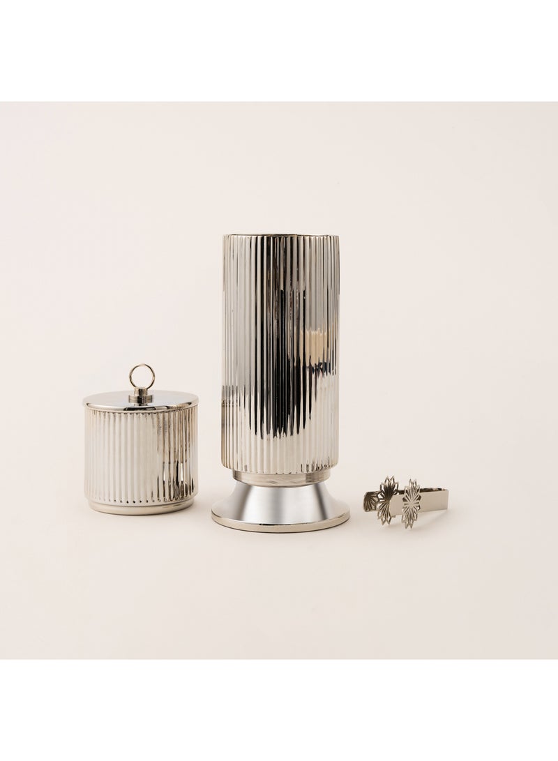 Homez Mawaddah silver stainless steel oud burner & container set 9*9*20 cm - Image 3