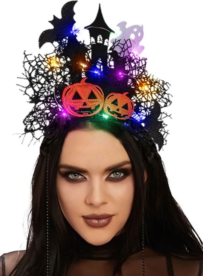 GORTIN Halloween Light up Headband Black Bat Hairband Gohtic Glowing Headpieces LED Halloween Costume Headwear Masquerade Cosplay Rsve Hair Accessories for Women - Image 1
