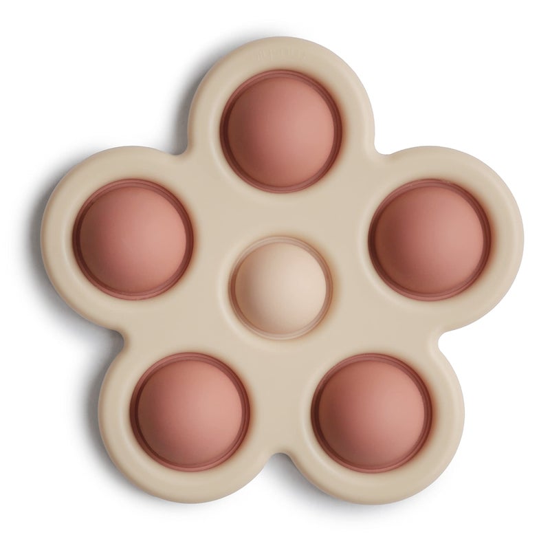 mushie Flower Press Toy (Rose/Blush/Shifting Sand) - Image 1