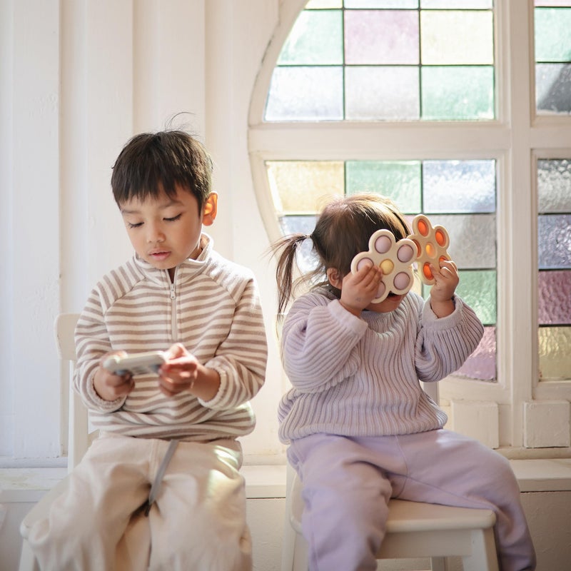 mushie Flower Press Toy (Rose/Blush/Shifting Sand) - Image 5