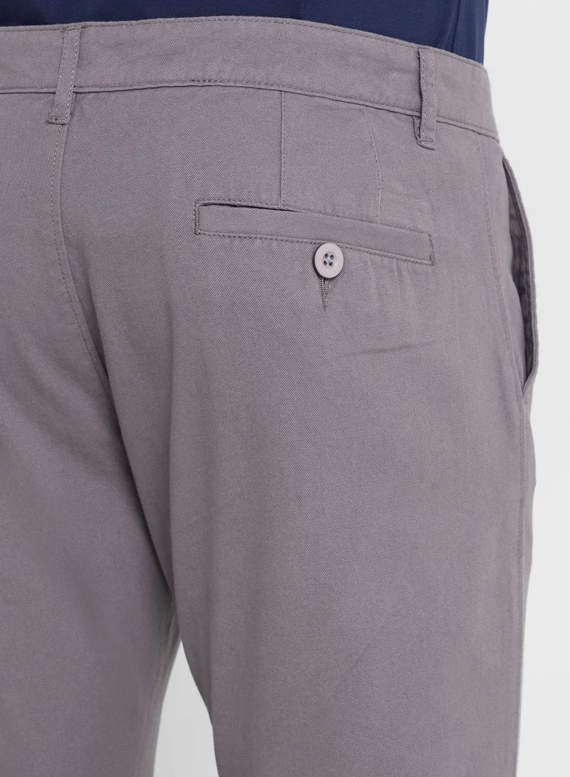 Robert Wood Men Grey Slim Fit Chinos