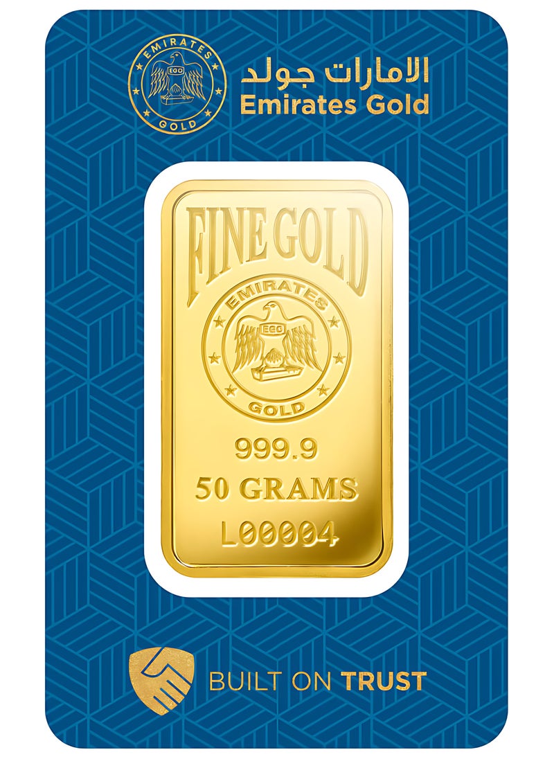 Emirates Gold 50g Gold Bar Fine Gold 999.9 Purity  - Image 1