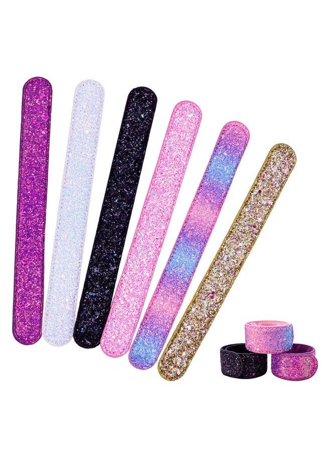 FROG SAC - 6 Glitter Slap Bracelets For Girls Sparkly Snap Bracelet Pack For Kids Cute 90S Y2K Sparkle Party Favors For Teen Girl Fashion - Image 1