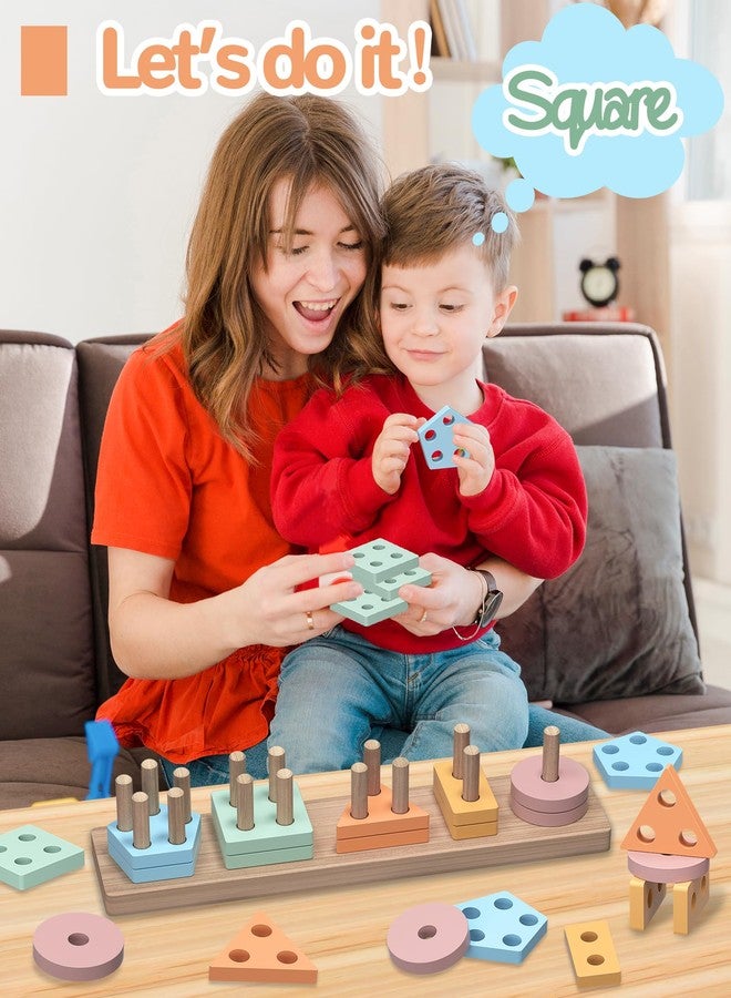 Tonberless Montessori Toys for 1 2 3 Year Old Boy Girl, Toys for Ages 2-4 Toddlers Kids Baby, 1 2 Year Old Birthday Gifts, Wooden Learning Puzzles Easter Basket Stuffers Toys for Toddlers 1-3 - Image 2