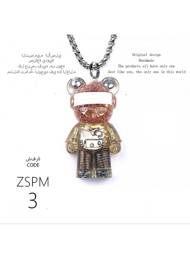 تصميم أصلي قلادة دب رائد فضاء مصنوعة يدويًا، مميزة وشخصية، هدية، سلسلة مفاتيح، إكسسوار مرآة السيارة، عصرية، وحيدة من نوعها، إبداعية، تتناسب مع جميع الإطلالات. - Image 3