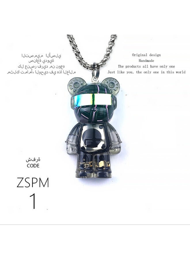 تصميم أصلي قلادة دب رائد فضاء مصنوعة يدويًا، مميزة وشخصية، هدية، سلسلة مفاتيح، إكسسوار مرآة السيارة، عصرية، وحيدة من نوعها، إبداعية، تتناسب مع جميع الإطلالات. - Image 1