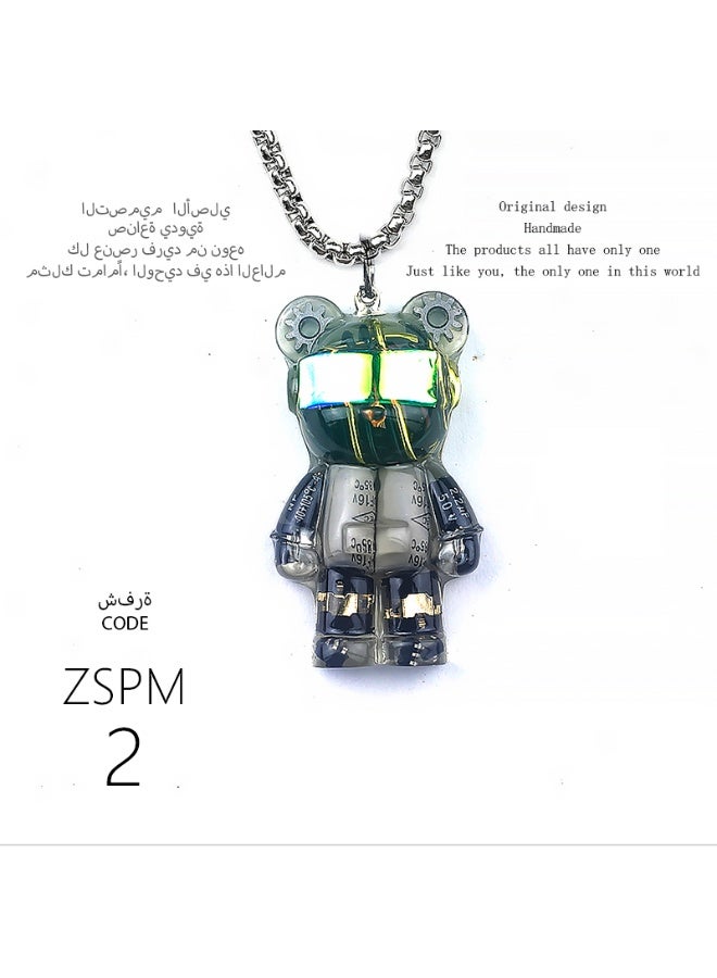 تصميم أصلي قلادة دب رائد فضاء مصنوعة يدويًا، مميزة وشخصية، هدية، سلسلة مفاتيح، إكسسوار مرآة السيارة، عصرية، وحيدة من نوعها، إبداعية، تتناسب مع جميع الإطلالات. - Image 2