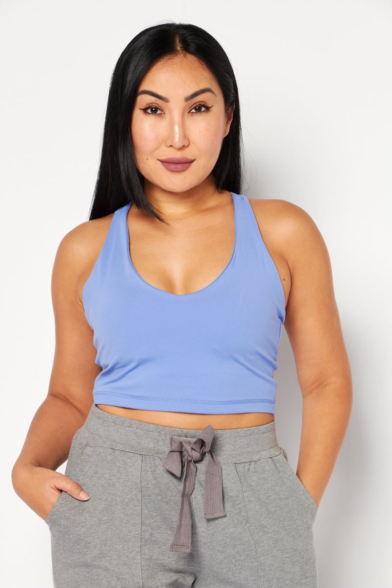 DKNY Sport Women Sportswear Fit Sleeveless Training Top, Light Blue - Image 1