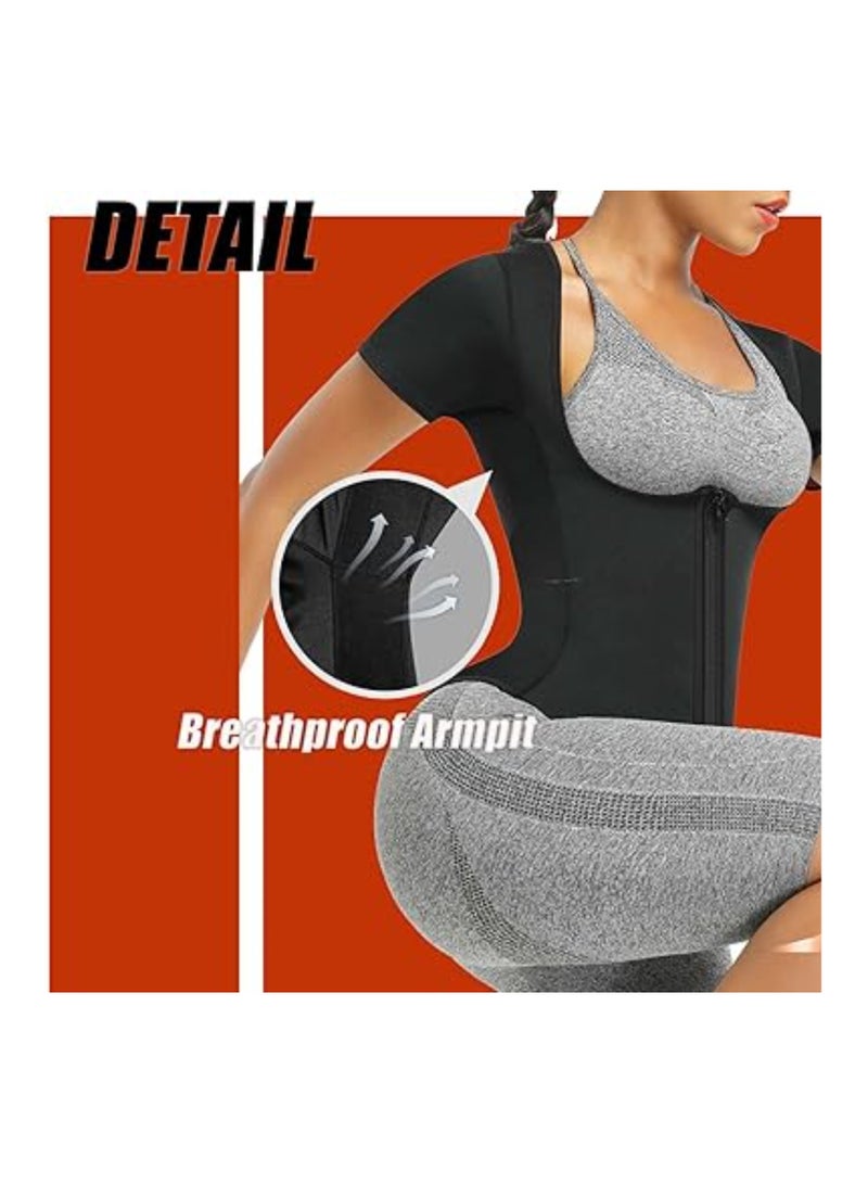 SYOSI Slimming Sauna Suit for Women Sweat, Weight Loss Waist Trainer, Gym Workout Tops Body Shaper Sweat Suits, Sweat Vest Workout Fajas, Running Sports Yoga Clothes (XL)  - Image 3