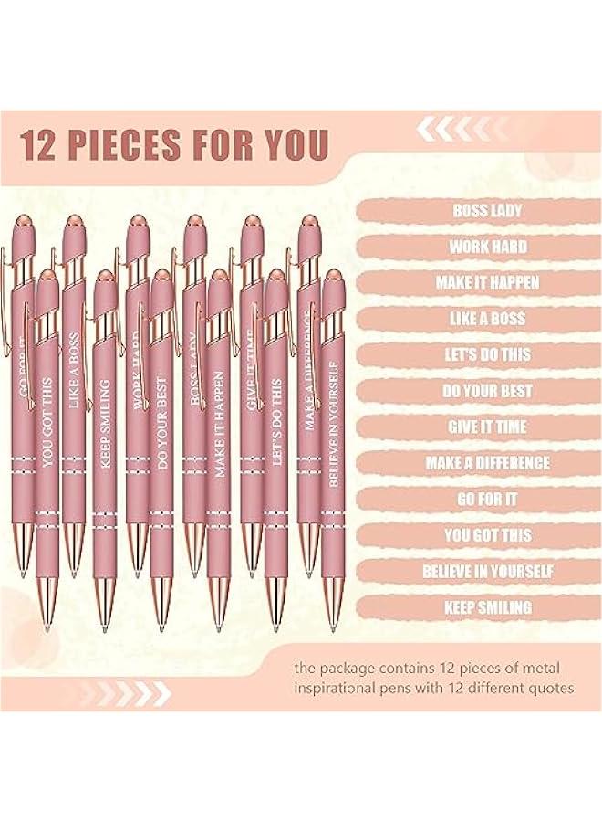 Arabest Bulk Inspirational Pens with Stylus Tip, Motivational Quotes, Ballpoint, Perfect Gifts for School, Office, Teachers, in Rose Gold - Boss Lady Design - Image 3