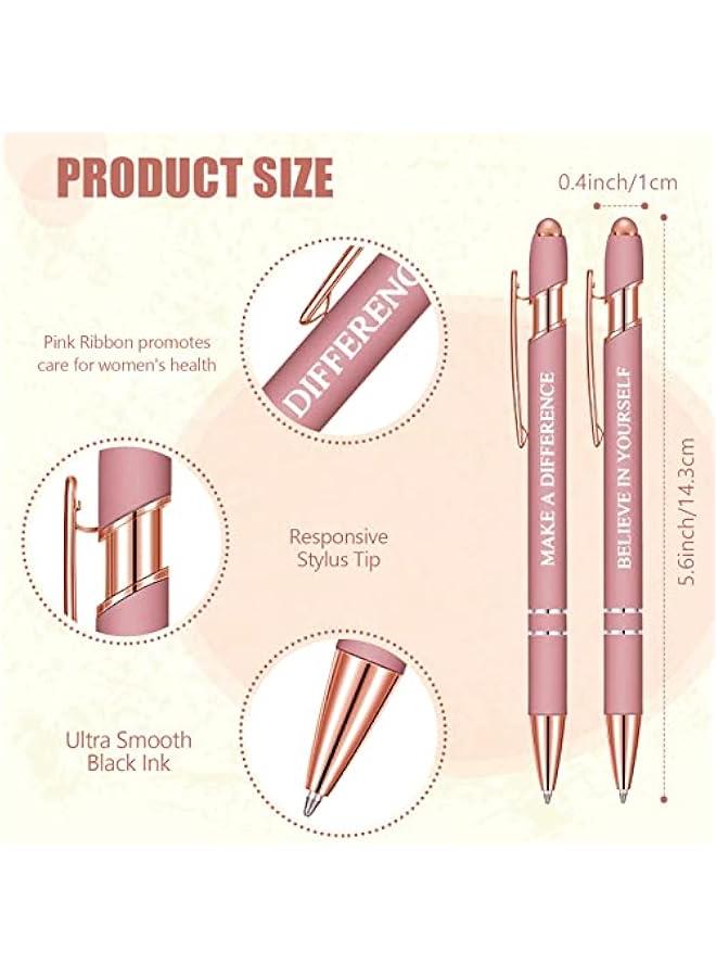Arabest Bulk Inspirational Pens with Stylus Tip, Motivational Quotes, Ballpoint, Perfect Gifts for School, Office, Teachers, in Rose Gold - Boss Lady Design - Image 2