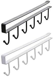 Prachit Prachit 6 Hooks Hanger Kitchen Storage Rack Cupboard Hanging Hook Shelf Dish Cabinet Hook Hanger Shelf Bathroom Coffee Mug Cup Holder Rack Organizer Stand Multi Color Pack of 2pcs 2 - Image 1