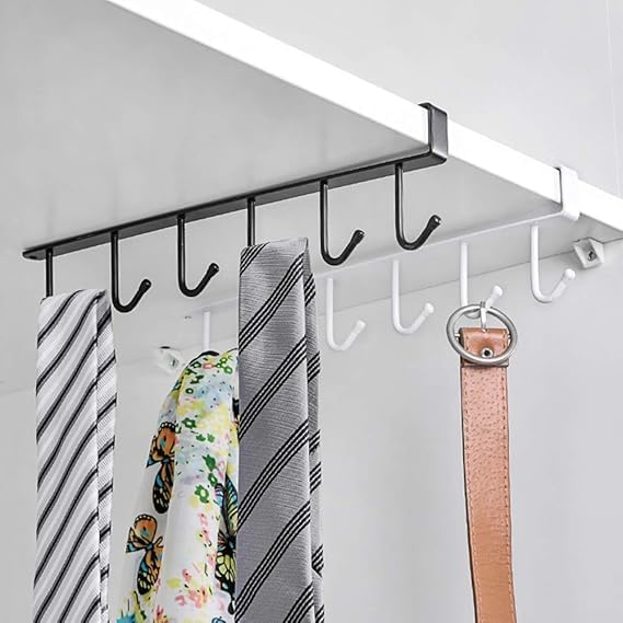 Prachit Prachit 6 Hooks Hanger Kitchen Storage Rack Cupboard Hanging Hook Shelf Dish Cabinet Hook Hanger Shelf Bathroom Coffee Mug Cup Holder Rack Organizer Stand Multi Color Pack of 2pcs 2 - Image 3