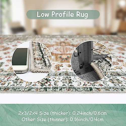 Moynesa Ultra-Thin Washable Vintage Area Rug - 5x7 Large Living Room Rug Boho Oriental Medallion Bedroom Mat Non-Slip Non-Shedding Dining Room Floor Carpet for Home Office, Teal/Mutil - Image 4