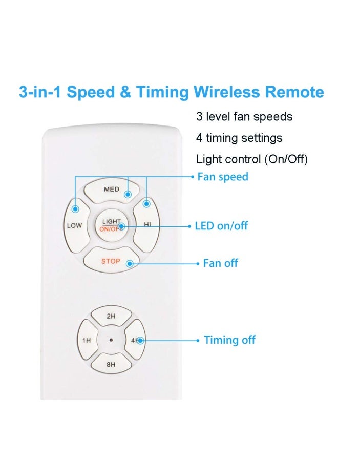 Lphumex Universal Ceiling Fan Remote Control Kit 3 In 1 Ceiling Fan Light Timing And Speed Remote For Hunter Harbor Breeze Honeywell Other Ceiling Fan Lamp  - Image 3