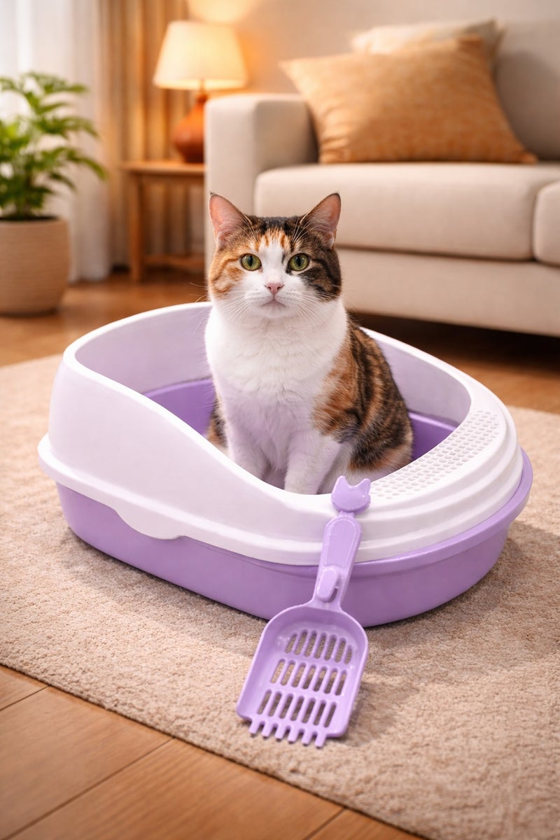 vsell24 Cat Litter Box with Scoop – Deep, Easy-Clean Tray– 56×39×26cm - Image 2