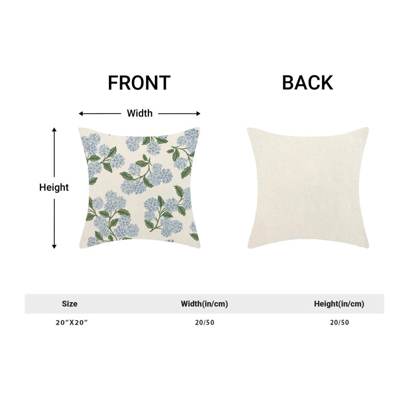 AEIOAE Spring Pillow Covers 20x20 Inch Set of 2, Green Blue Hydrangea Flower Throw Pillows Case,Floral Summer Outdoor Seasonal Decorative Farmhouse Decor Cushion Covers for Home Sofa Bed Couch - Image 5
