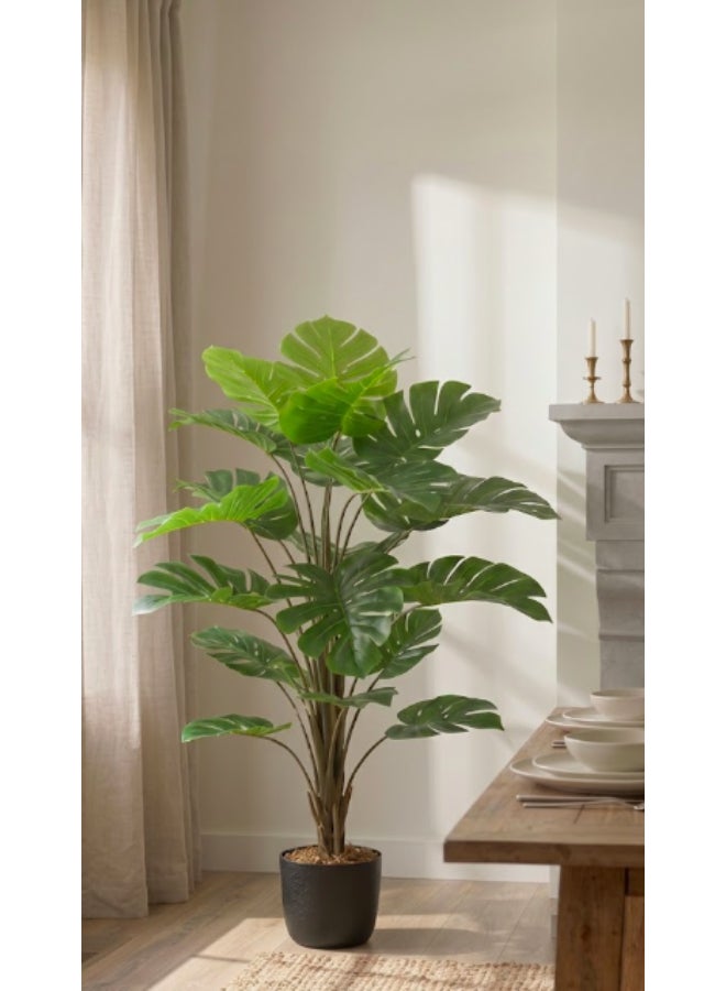 Monstera 130cm (4.27ft) Artificial Tree with Pot | Floor Plant with Lifelike Design & Texture - Green | Decorative Indoor Tree for Home, Living Room, Study & Office spaces