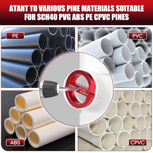 VAKPAT 6-Pcs PVC Pipe Reamer Set with 2 Carbide Square Cutting Blades Sizes: , 3/4”, 1“, 1-1/2“, 2”, 3“, 4” Aluminum Cutting Head For PVC, CPVC, or ABS Piping (Red) - Image 5