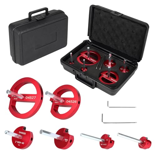 VAKPAT 6-Pcs PVC Pipe Reamer Set with 2 Carbide Square Cutting Blades Sizes: , 3/4”, 1“, 1-1/2“, 2”, 3“, 4” Aluminum Cutting Head For PVC, CPVC, or ABS Piping (Red) - Image 1