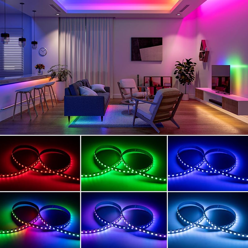 BTF-LIGHTING شريط LED BTF-LIGHTING WS2812B RGB ECO، تأثيرات مطاردة 5050SMD قابل للتوجيه فرديًا 16.4 قدم 60 بكسل/م 300 بكسل مرن لون الحلم IP30 لمشاريع DIY في غرفة النوم DC5V (بدون محول أو وحدة تحكم) - Image 5
